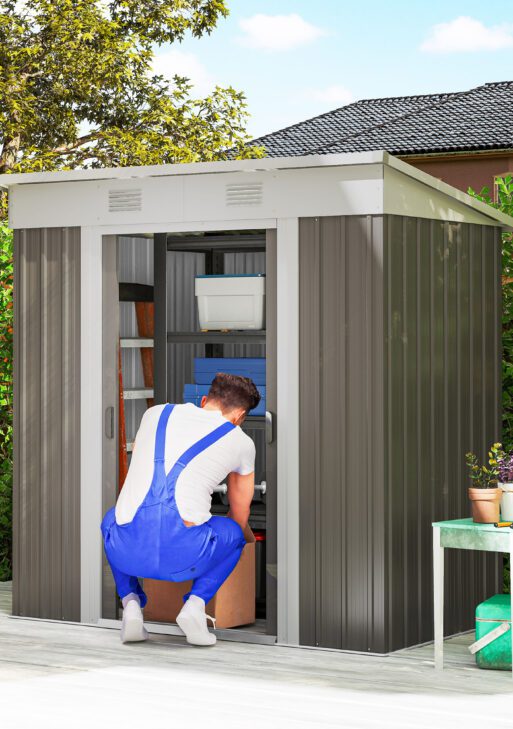 6' x 4' Metal Garden Shed, Backyard Tool Storage Shed with Dual Locking Doors, 2 Air Vents and Steel Frame, Gray