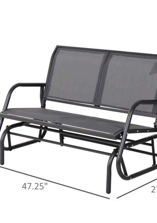 2-Person Outdoor Glider Bench Patio Double Swing Rocking Chair Loveseat w/Power Coated Steel Frame for Backyard Garden Porch, Grey