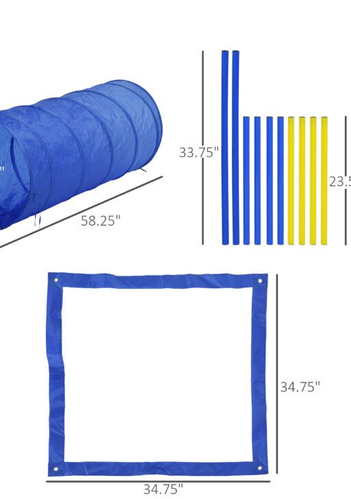 Competition Dog Agility Equipment Obstacle Course Set for Outdoor Backyard, Blue and Yellow