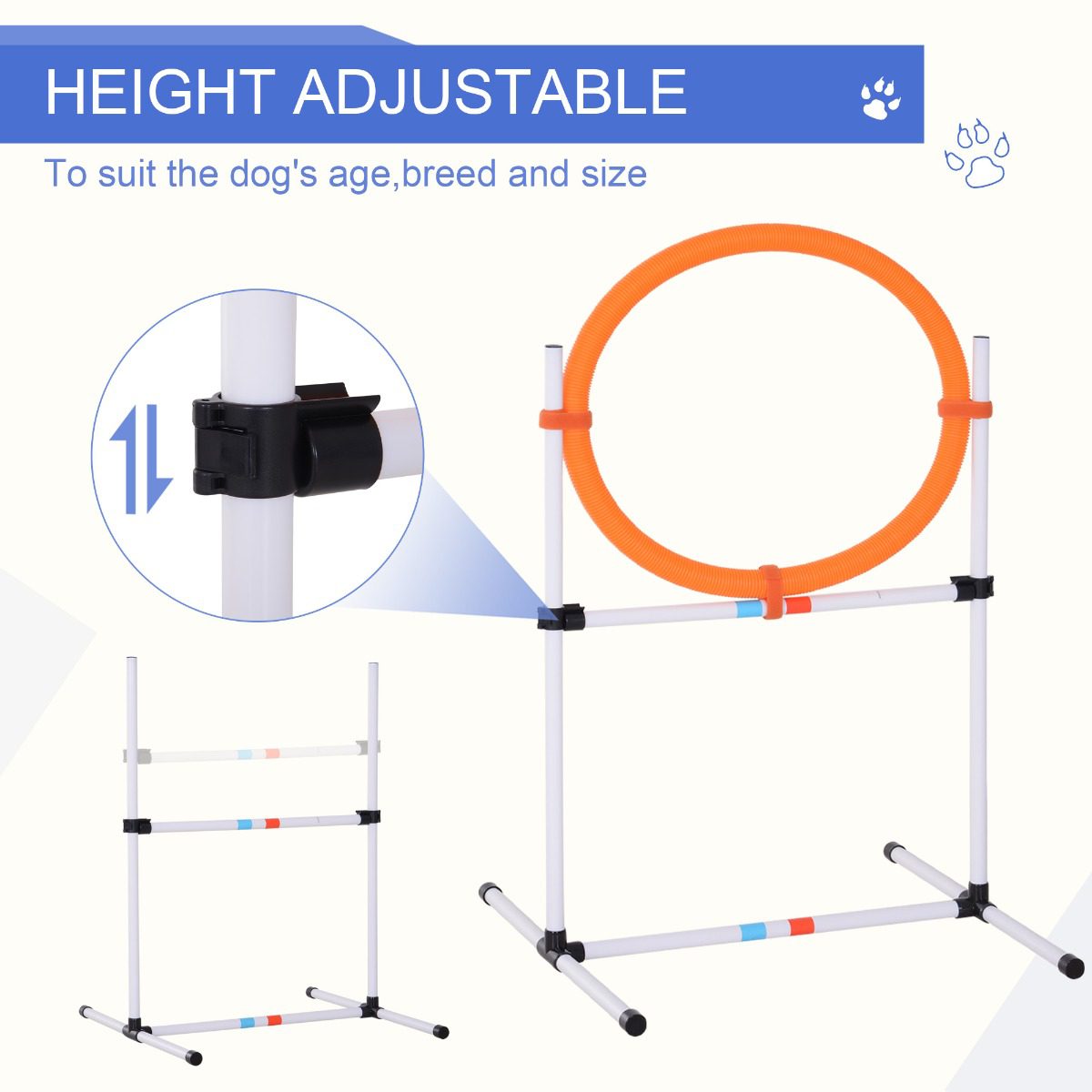 Portable Pet Agility Pet Training Set Dog Obstacle Exercise Adjustable Jump Ring High Jumper w/ Carry Bag - Image 2