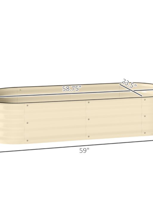 4.9' x 2' x 1' Galvanized Raised Garden Bed Kit, Metal Planter Box with Safety Edging, Cream