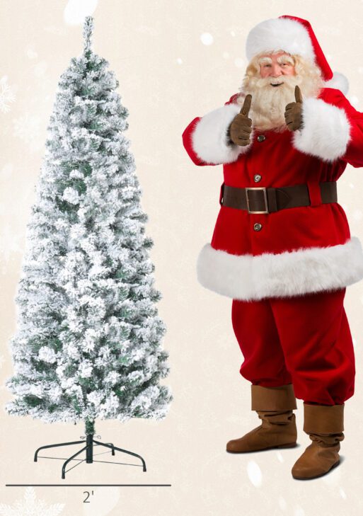 6ft Pre-Lit Snow-Flocked Slim Douglas Fir Artificial Christmas Tree with Realistic Branches, 250 LED Lights and 462 Tips