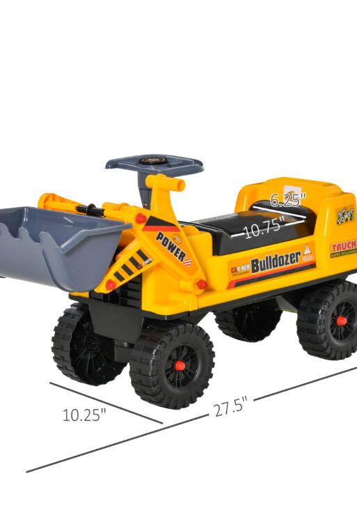 Kids Bulldozer Ride-On Toy for Toddler with Tough Wheels, Outdoor Construction Toy with Controllable Digging Bucket, Yellow