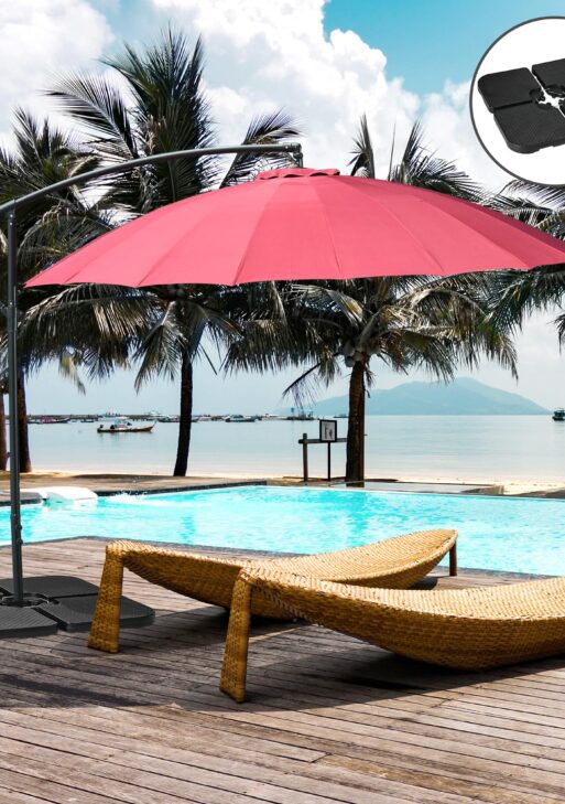 4PCs 175lb Cantilever Patio Umbrella Base Weights, HDPE Water and Sand Filled Umbrella Weights, Black