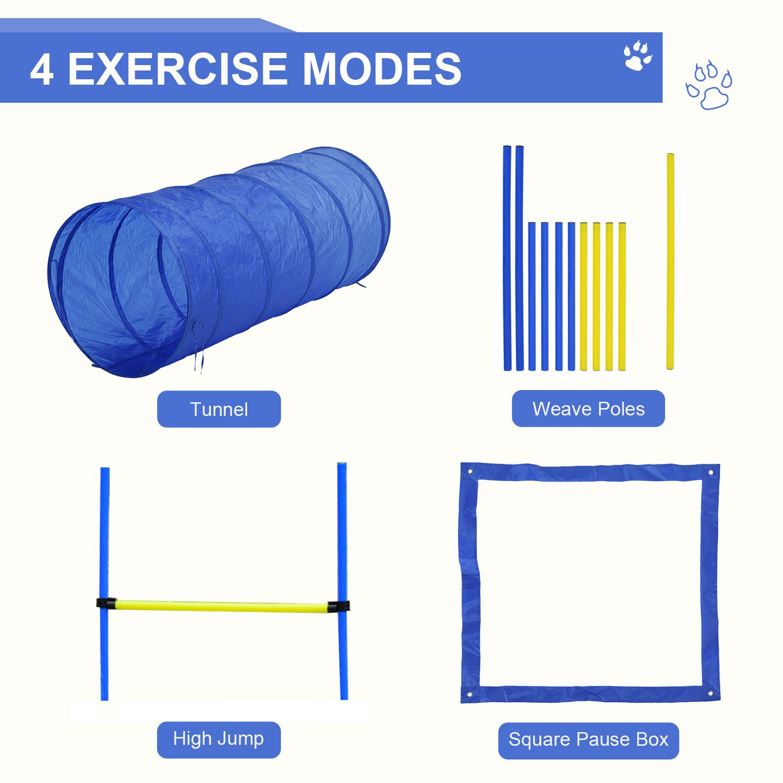 Competition Dog Agility Equipment Obstacle Course Set for Outdoor Backyard, Blue and Yellow - Image 2