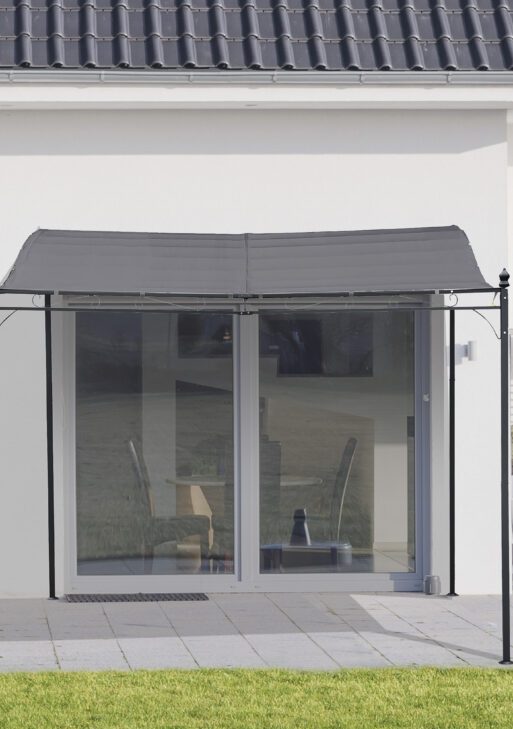 Durable 10x10 Steel Pergola, Wall-Mounted with Canopy for Patio Perfect for Homeowners, Gray