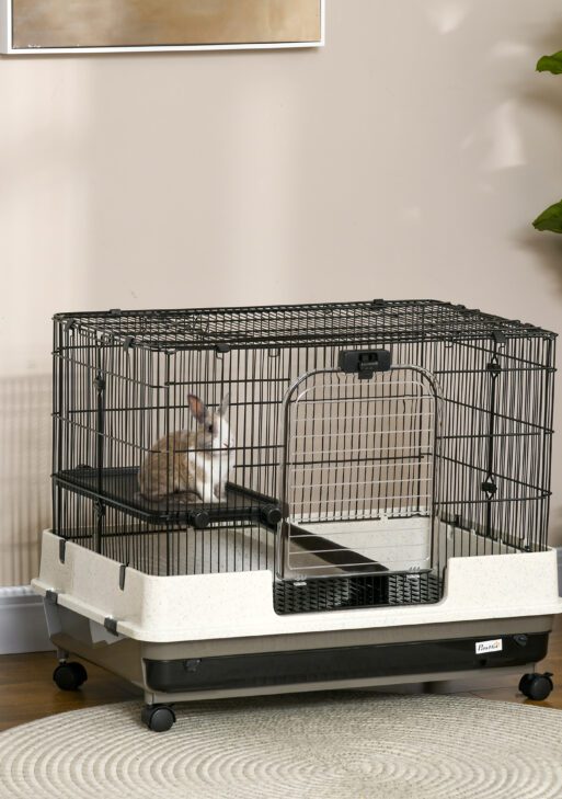 2-tier Compact Platform Rolling Small Animal Rabbit Cage for Hamsters, Chinchillas & Gerbils with a Large Living Space