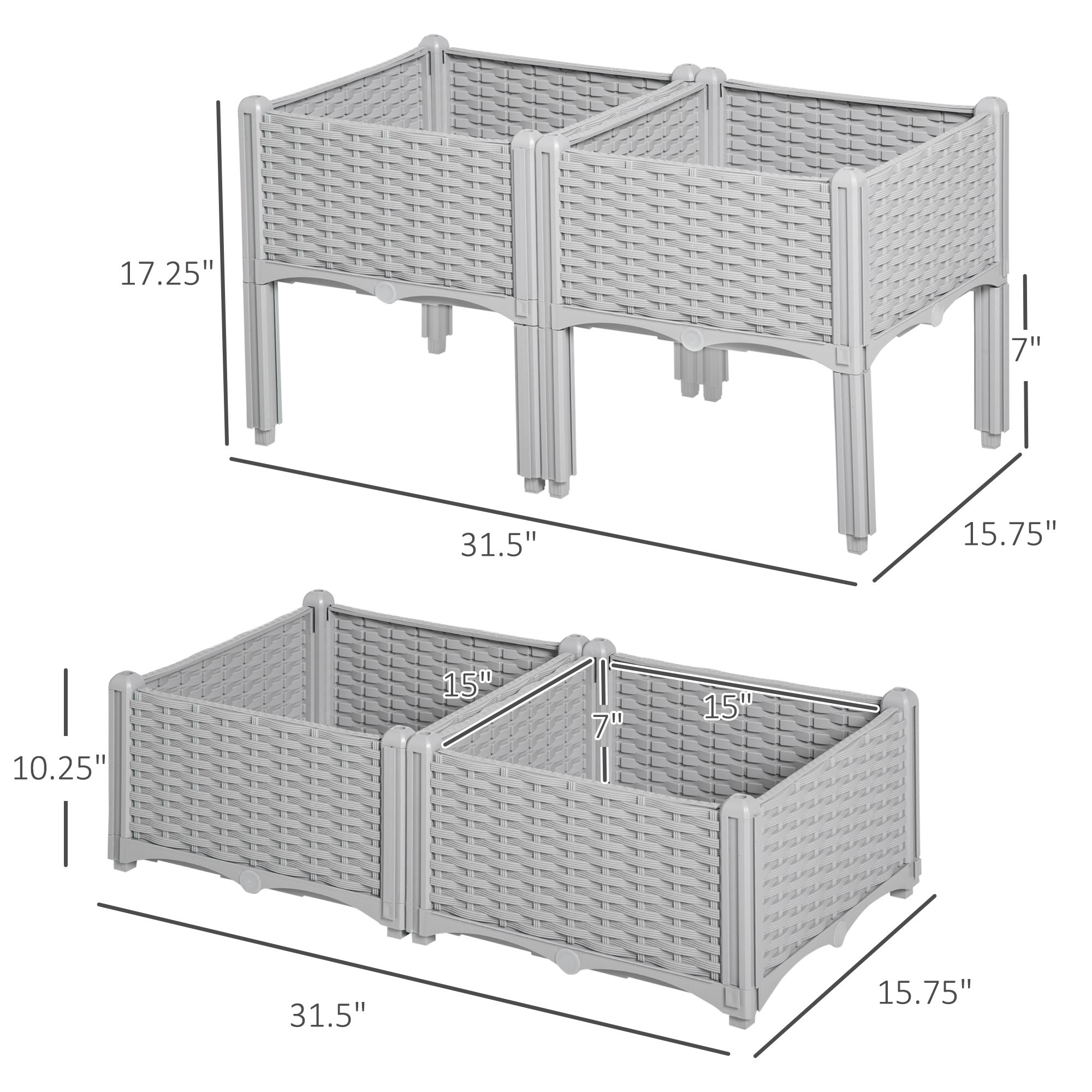 4-Piece Raised Garden Bed with Legs, Self-Watering Planter Box Raised Bed to Grow Flowers, Herbs & Vegetables, Gray - Image 1