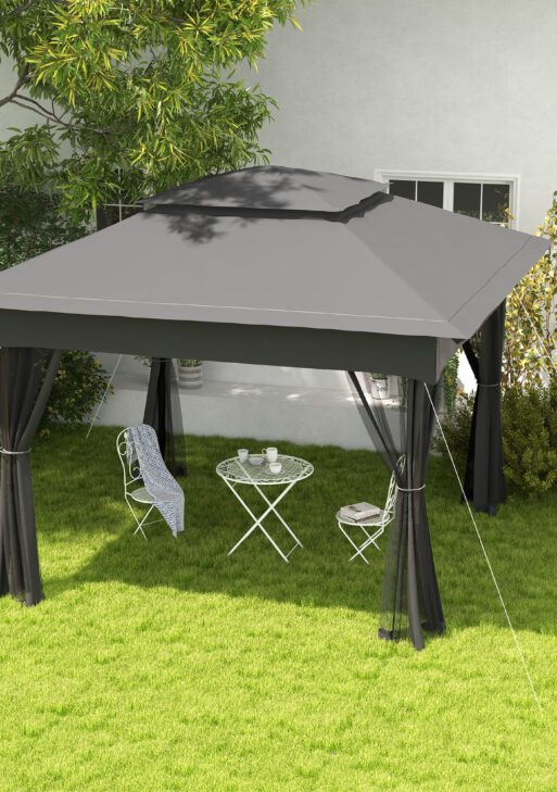 11x11 Outdoor Canopy, Portable Gazebo with Zipper Netting & Carry Bag Perfect for Backyard, Patio, Garden, Camping, Dark Gray