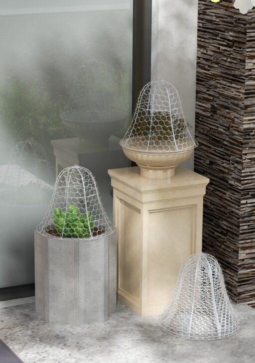 6 Pack Garden Cloches for Plants, 16" x 13" Metal Crop Cage, Plant Cages to Keep Animals Out, White