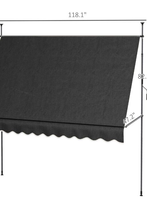 10' x 4' Manual Retractable Awning, Non-Screw Patio Awning, UV Resistant, for Window or Door, Black