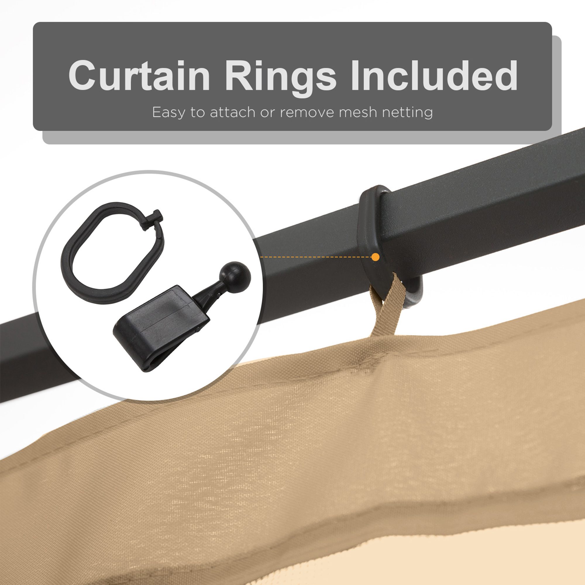 Replacement Mesh Sidewall Netting for 10' x 10' Gazebos and Canopy Tents with Zippers, (Sidewall Only) Beige - Image 3
