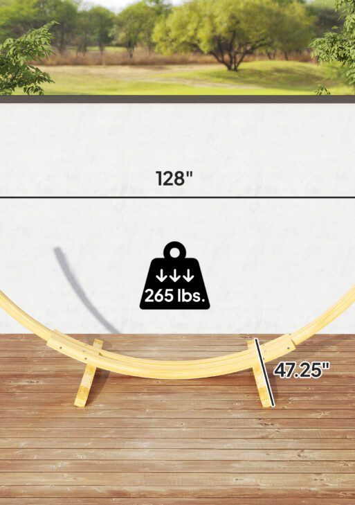 10.6' Wooden Hammock Stand Only, Universal Hammock Frame for Single Bed, Garden Picnic Camp Accessories, 264lbs, Natural
