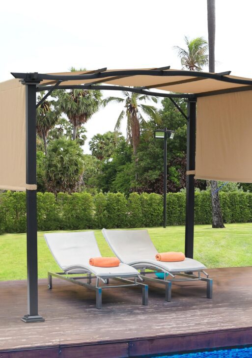 8' x 10' Retractable Pergola Canopy, Outdoor Gazebo with Sun Shade Shelter and Steel Frame, for Backyard, Patio, Garden, Deck