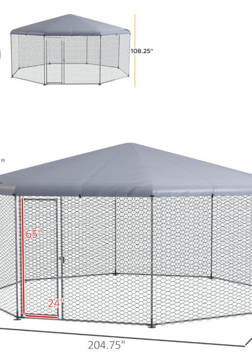 17.1 ft x 15.7 ft Chicken Run for 19-25 Chickens with Cover