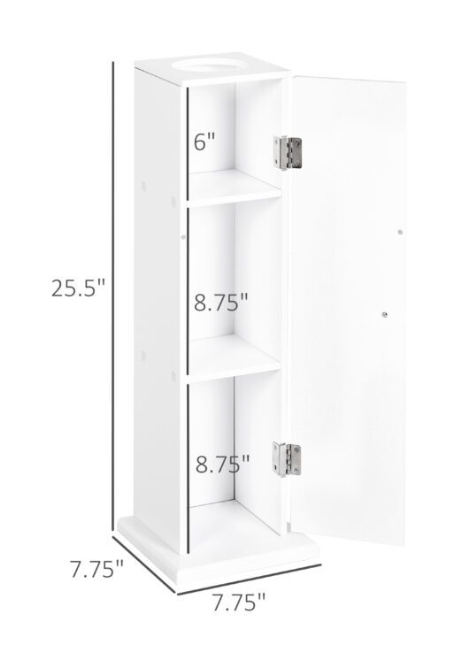 Small Toilet Paper Cabinet, Bathroom Corner Cabinet with Doors and Shelves for Paper Shampoo, White