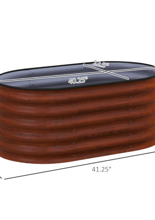 3.4' x 2' x 1.4' Galvanized Raised Garden Bed Kit, Metal Planter Box with Safety Edging, Brown