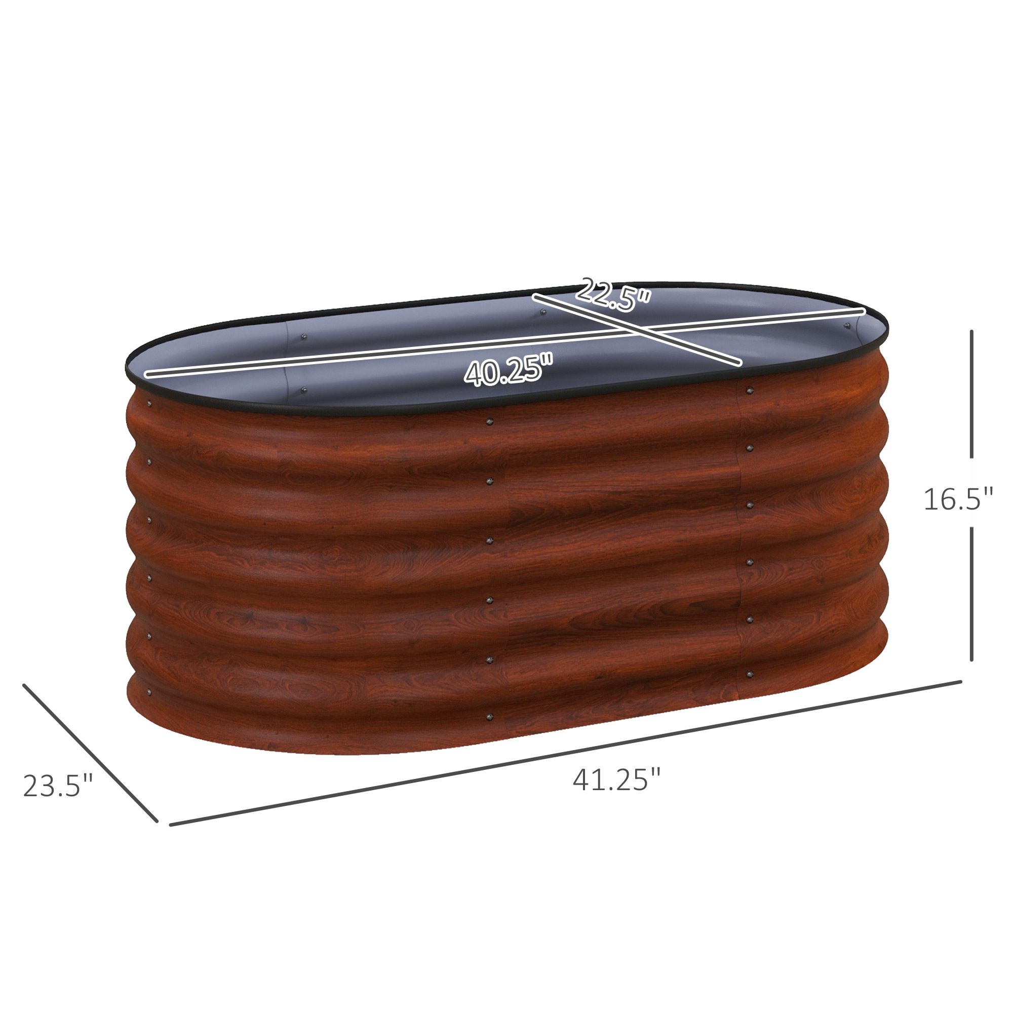 3.4' x 2' x 1.4' Galvanized Raised Garden Bed Kit, Metal Planter Box with Safety Edging, Brown - Image 1