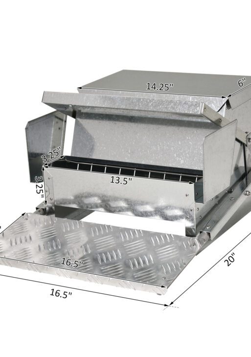 25 lbs Capacity Automatic Chicken Poultry Feeder with a Galvanized Steel and Aluminium Build, Weatherproof Design