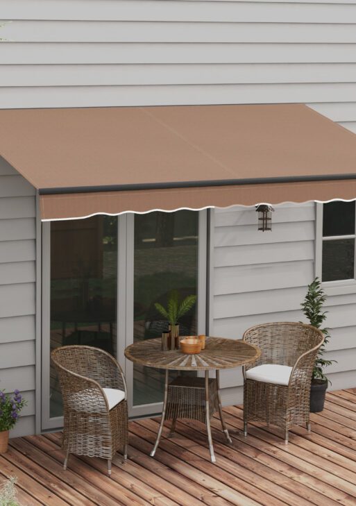12' x 10' Retractable Awning, 280gsm UV Resistant Sunshade Shelter for Deck, Balcony, Yard, Coffee