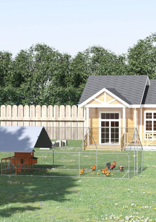 10' x 20' x 6.5' Chicken Coop Cage, Outdoor Hen House w/Cover & Lockable Door