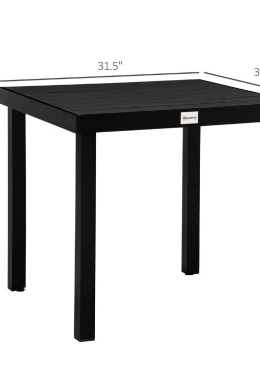 Patio Dining Table for 4, Rectangular Aluminum Outdoor Table for Garden Lawn Backyard, Black