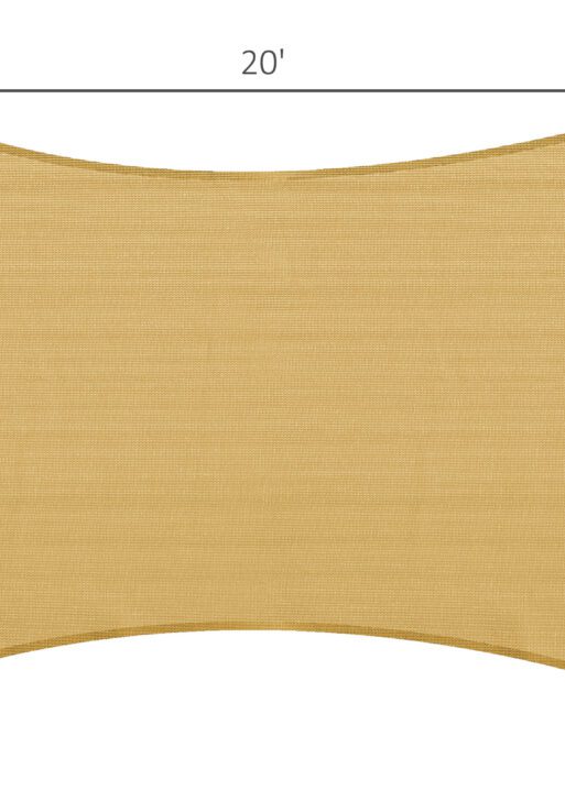 16' x 20' Sun Shade Sail Canopy Outdoor Shade Sail Cloth for Patio Deck Yard with D-Rings and Rope Included, Sand