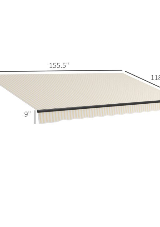 13' x 10' Retractable Awning, 280gsm UV Resistant Sunshade Shelter for Deck, Balcony, Yard, Beige and White