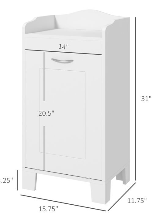 31" Tilt Out Laundry Hamper, Free Standing Home Organizer Hamper, Bathroom Storage Cabinet, White