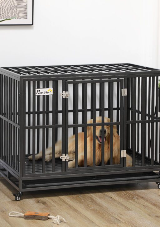 44'' Strong Pet Dog Crate Mobility Cage w/ Playpen Metal & Removeable Tray