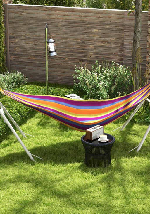 Hammock Stand, Portable Adjustable Steel Frame Hammock Stand, Weather Resistant, 10.3', 550 lbs. Capacity, White