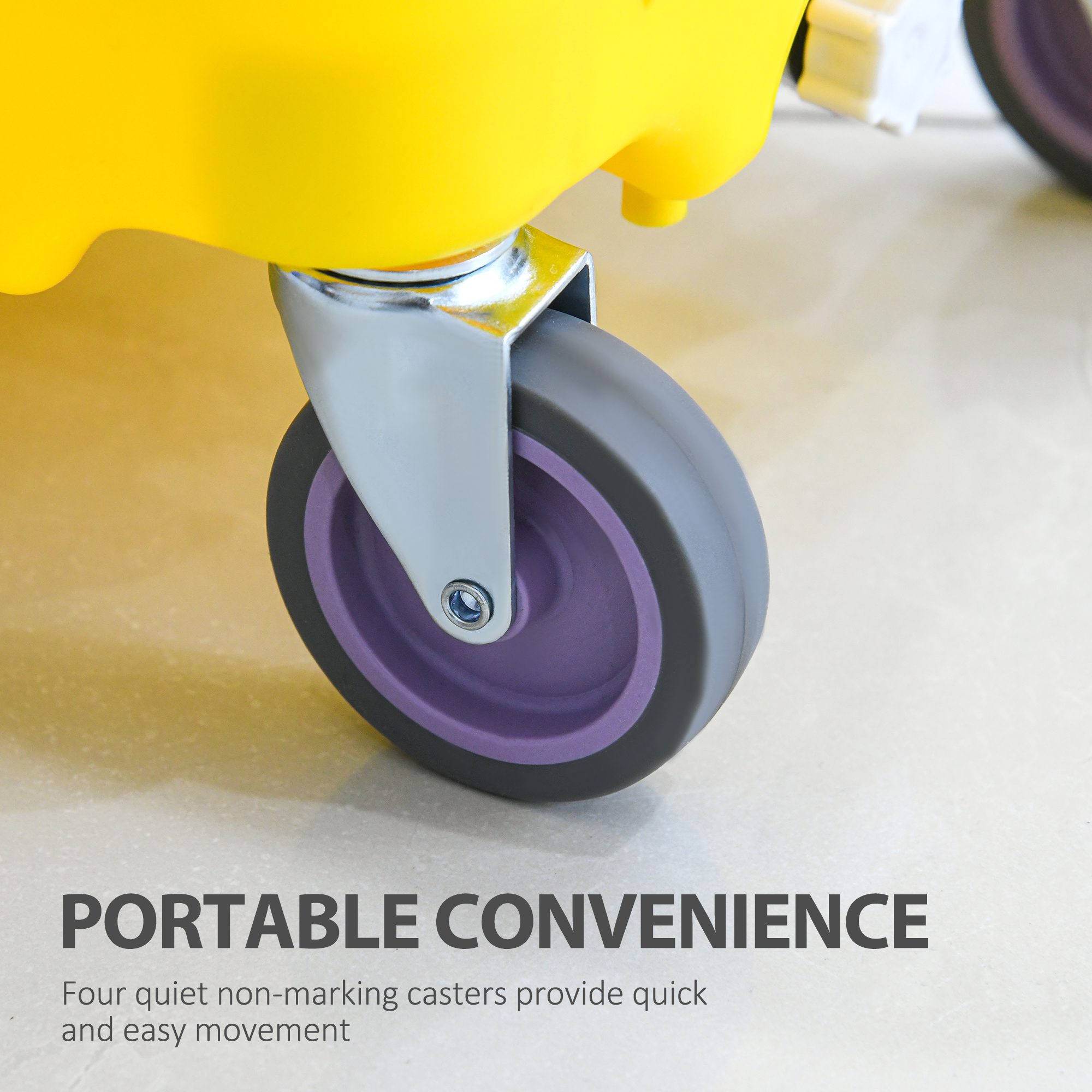 Mop Bucket Cart with Side Press Wringer, Metal Handle and 34 Quart Capacity, Yellow - Image 3