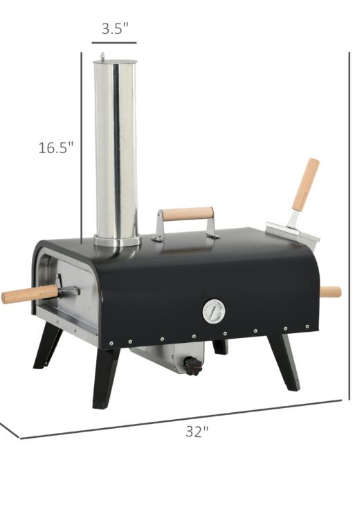 Pellet Wood Fired Pizza Oven, Outdoor Pizza Maker with 12" Rotating Stone, Peel and Waterproof Cover