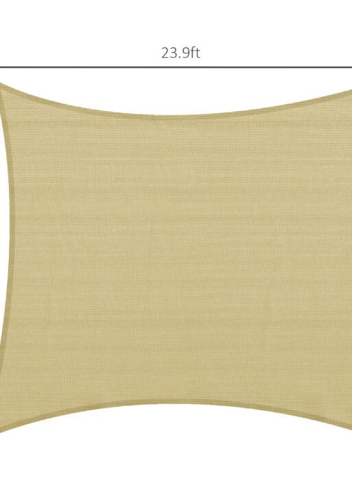 24' x 24' Outdoor Patio Sun Shade Sail, Square UV Resistant Canopy, Sand