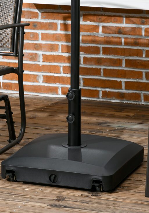 Patio Umbrella Base with Wheels, 53lbs Water or 66lbs Sand Filled, Heavy Duty Outdoor Umbrella Stand Holder, Black