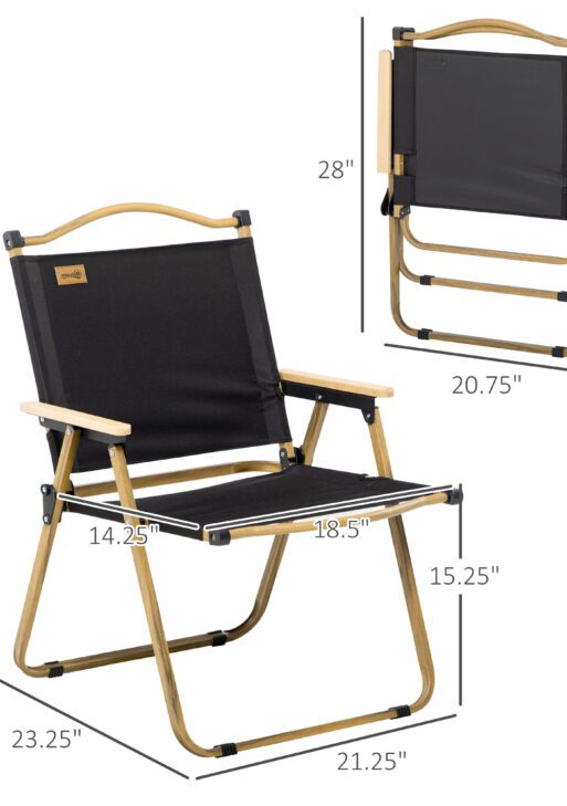 2 Pack Folding Camping Chair, Lightweight & Portable Beach Chairs Armchairs, Perfect for Festivals, Fishing, Picnic and Hiking, Black