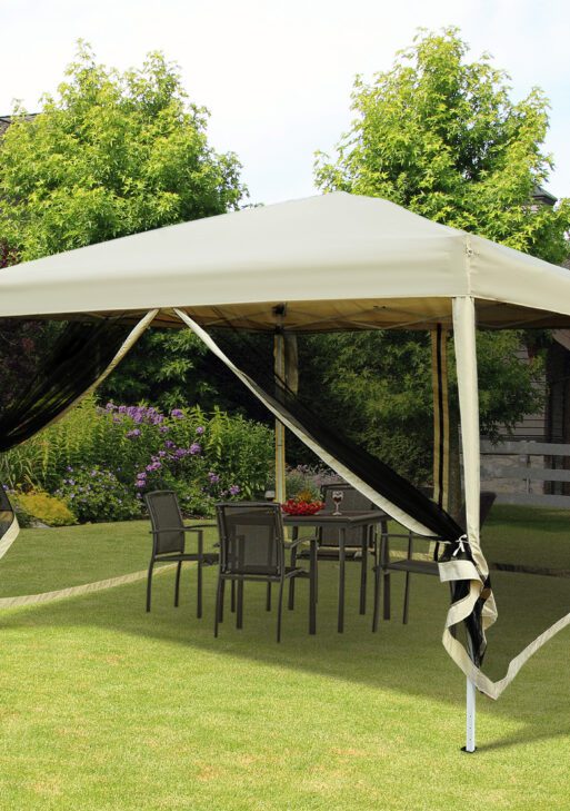 210D Oxford 10' x 10' Pop Up Canopy Tent with Netting, Instant Screen Room House, Tents for Parties, Height Adjustable, with Carry Bag, for Outdoor, Garden, Patio