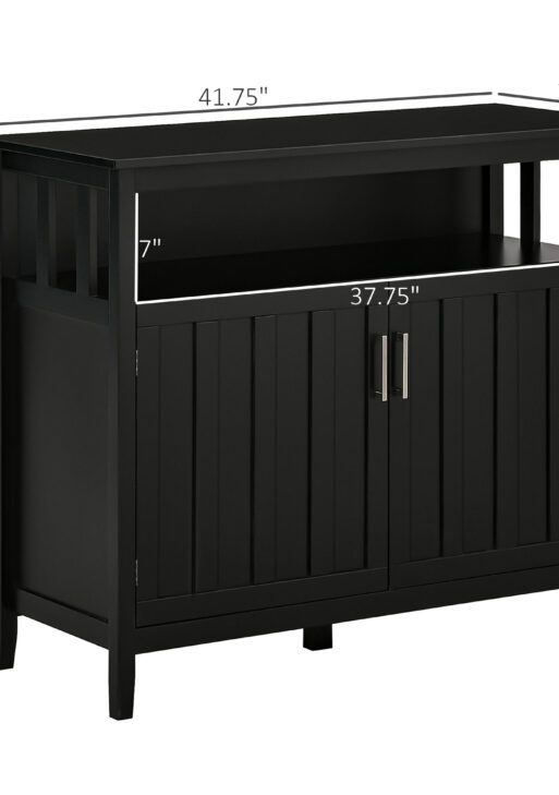 Sideboard Buffet Cabinet, Coffee Bar Cabinet with 2 Doors and Adjustable Shelves, Console Table for Kitchen Entryway Living Room, Black