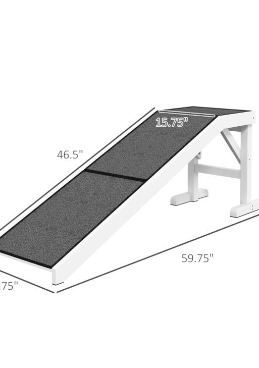 60" Pet Ramp for Dogs & Cats with Non-Slip Carpet, White