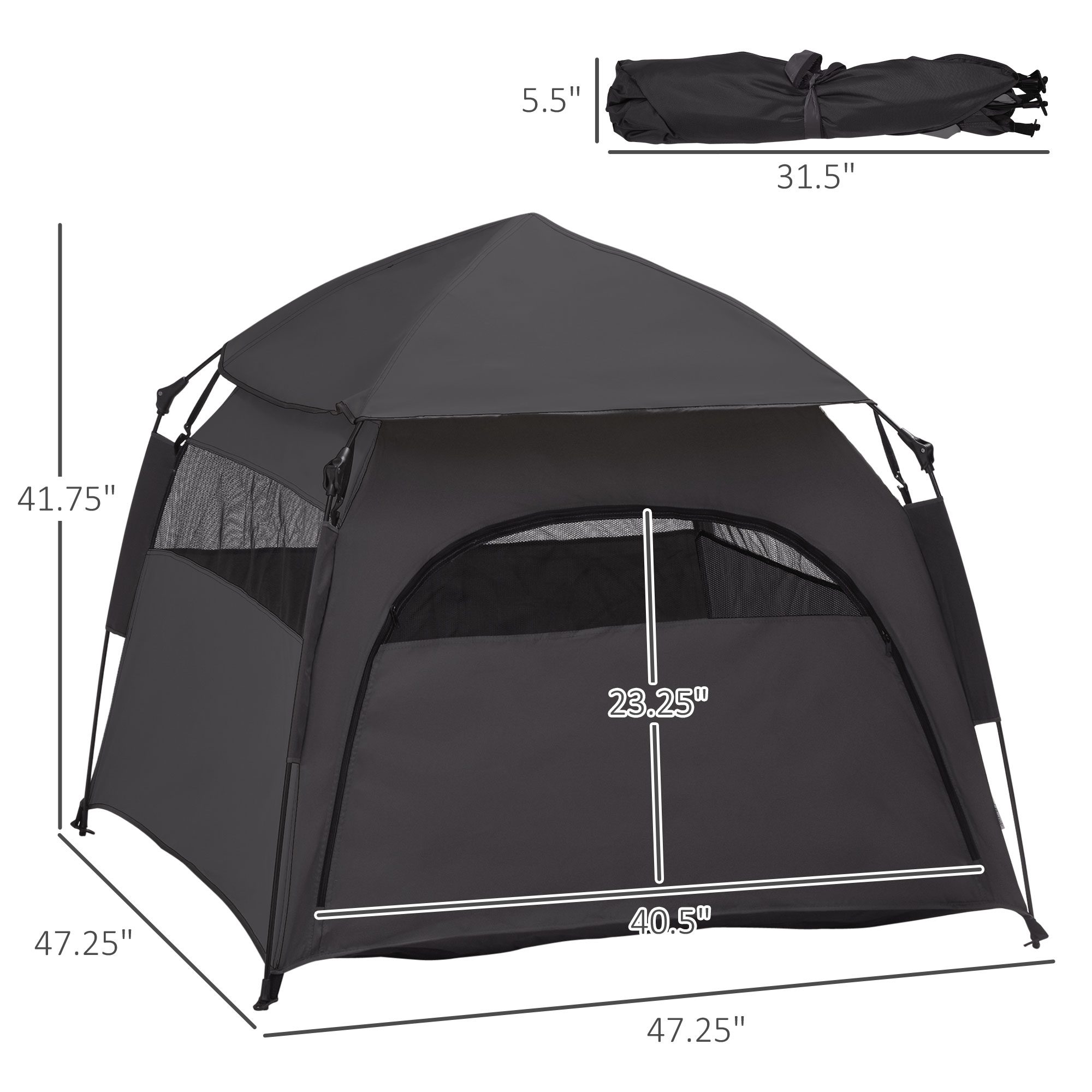 Pop Up Dog Tent for Extra Large and Large Dogs with Carry Bag, for Beach, Backyard, Home, Dark Gray - Image 1