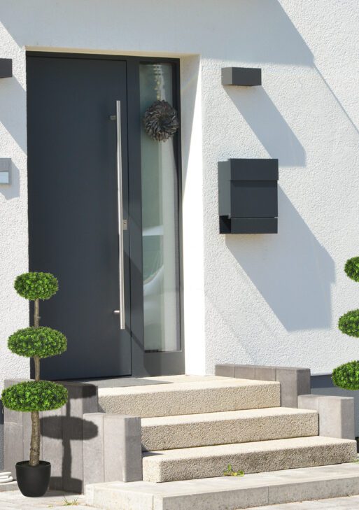 Set of 2 Artificial Boxwood Topiary Trees in Pots, 43.25" Artificial Plants Faux Trees for Home Office, Living Room Decor, Indoor & Outdoor