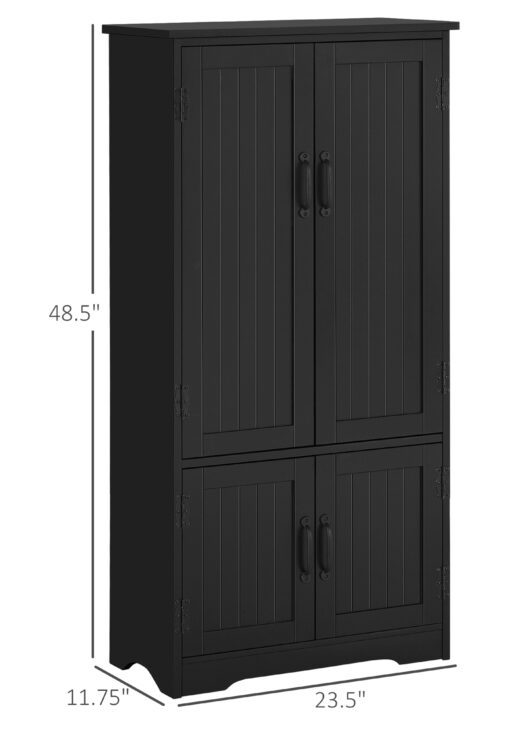 Accent Floor Storage Cabinet Kitchen Pantry with Adjustable Shelves and 2 Lower Doors, Black