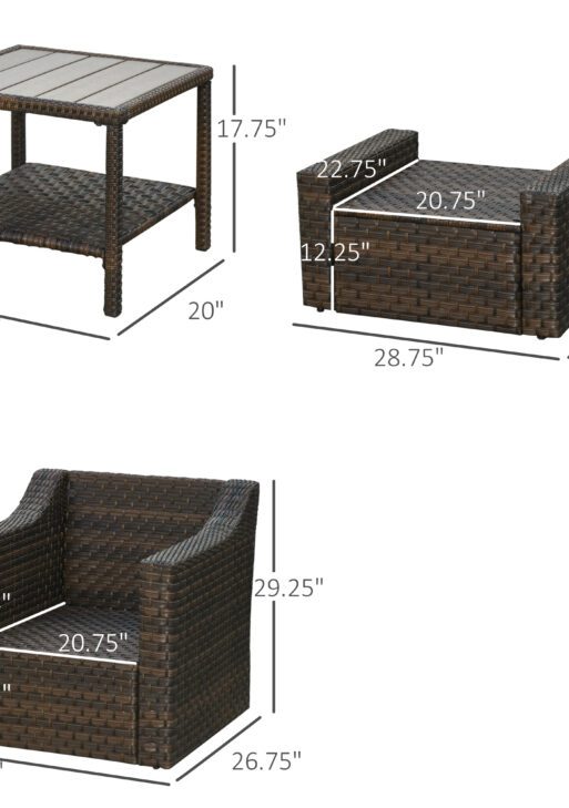 5pc Patio Furniture Set, All Weather PE Rattan Conversation Chair and Ottoman Set w/ Table, Cushion Pillows, Beige