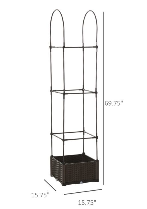 Raised Garden Bed with Trellis, Self-Watering Planter Box, 69.7" Tomato Planters for Climbing Plants Vegetable Vine Flowers
