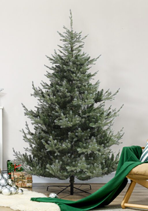 6' Artificial Wide Christmas Tree Holiday Décor, with Easy-to-Shape Branches, Auto Open, Steel Base, Green