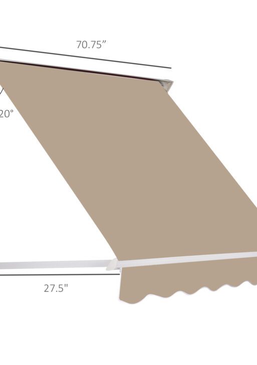 6' Drop Arm Manual Retractable Window Awning Sun Shade Shelter for Patio Balcony Outdoor, Aluminum, Can Cover 2 Windows, Cream White