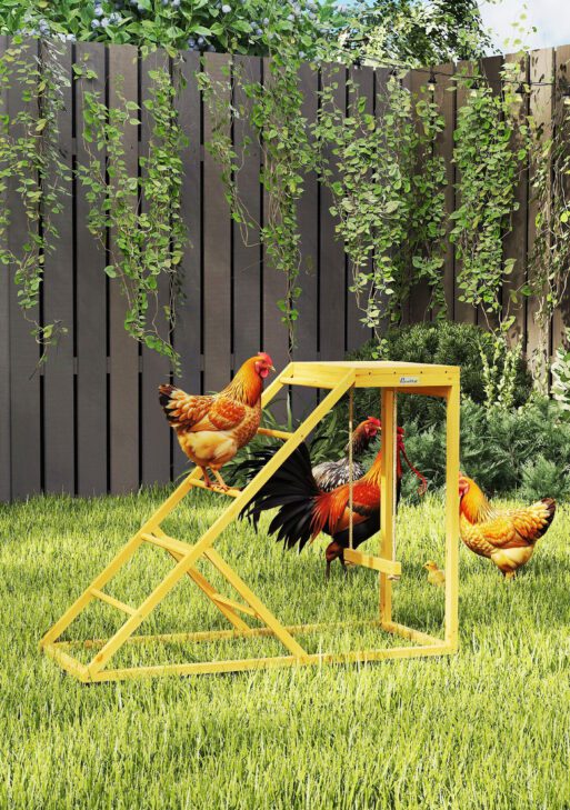 Chicken Activity Play for Healthy & Happy Animals with Chicken Perches & Hen Ladder, Chicken Coop Toy, Yellow