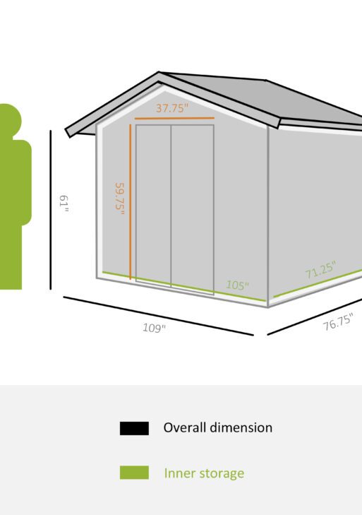 9' x 6' Outdoor Backyard Metal Garden Utility Storage Shed Garage Steel Tool Kit House with Sliding Door - Gray/White