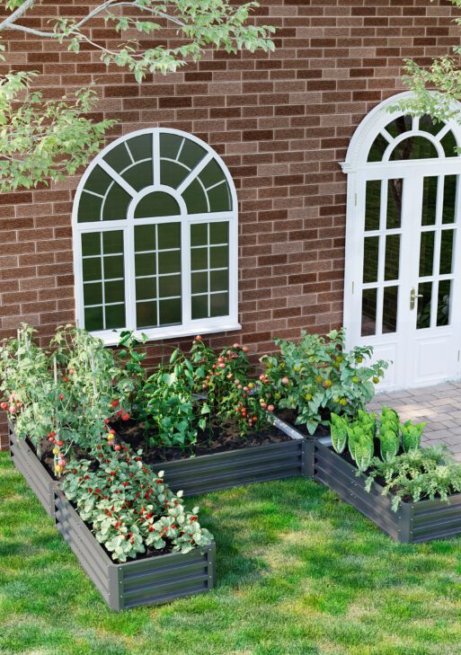 Steel Raised Garden Bed, Set of 5 Large Box Planters for Outdoor Plants Vegetables Flowers Herbs, 8x8x1ft, Gray