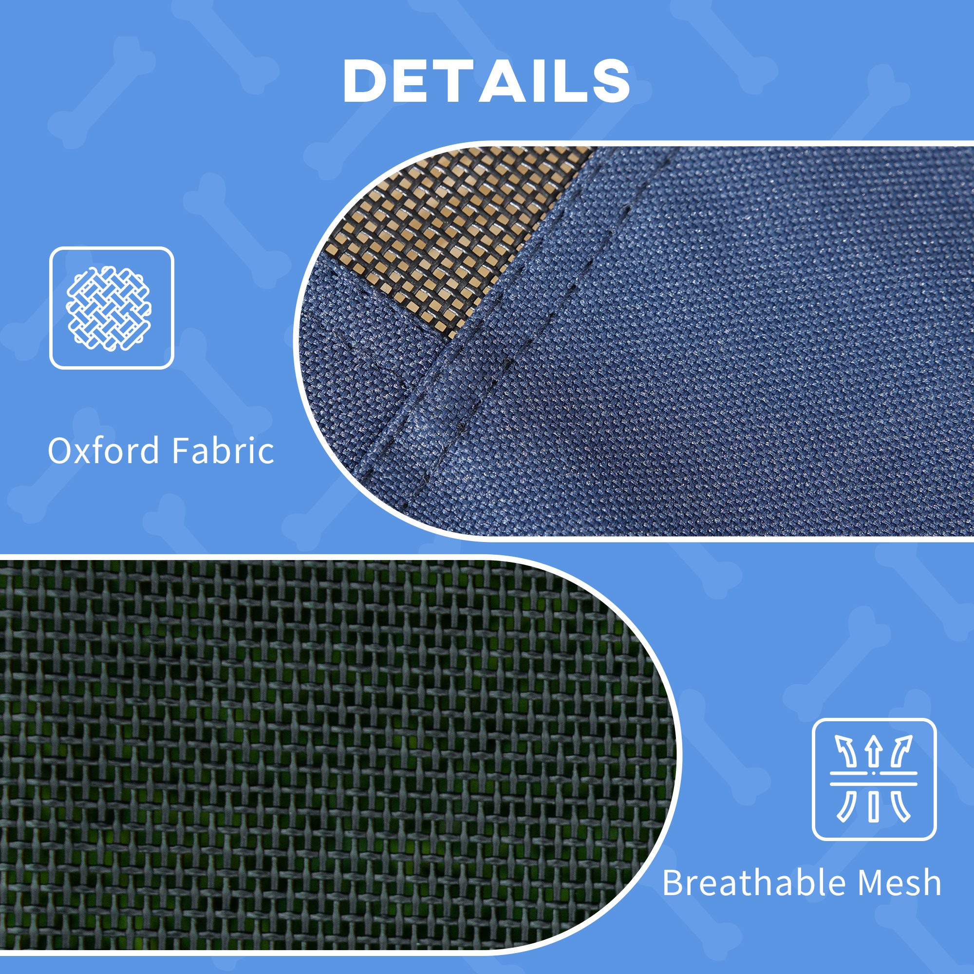 48" x 36" Elevated Portable Dog Cot Cooling Pet Bed with UV Protection Canopy Shade, Dark Blue - Image 3
